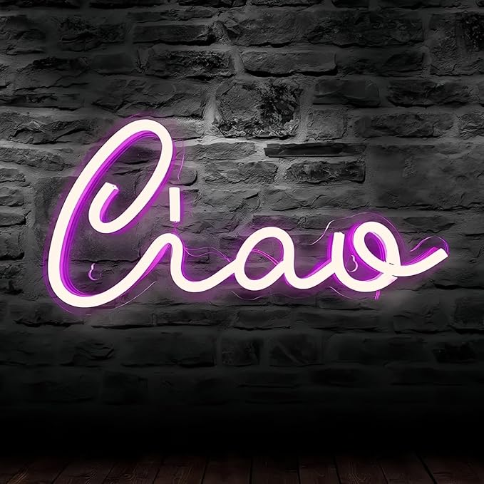 Ciao LED Neon Signs for Wall Decor Neon Wall Art Acrylic LED Lights with Hanging Chain Light Up Signs for Bedroom Decor Graduation Bar Pub Wedding Christmas Birthday Party 5V USB Powered Dimmable