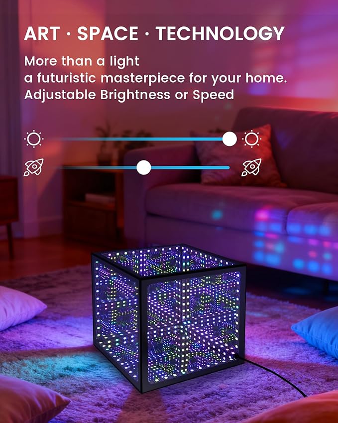 Infinity Hyper Cube LED Light Multicolor Desk Night Light with USB Controller and Stand (6 Inch)