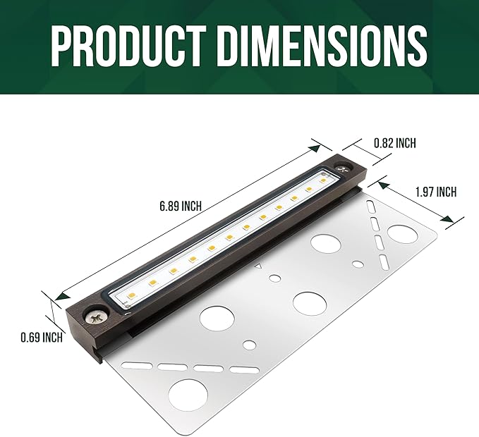 GKOLED 6.8 Inches LED Hardscape Lights, Low Voltage Retaining Wall Light Waterproof, 12V AC/DC Landscape Lighting, 1.5W 2700K, Classic Step Lights Outdoor, Die-cast Aluminum Housing (Pack of 3)