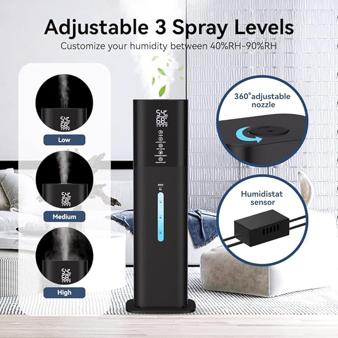 8L 2.1Gal Quiet Cool Mist Humidifiers+8L 2.1Gal Smart App Humidifiers for Large Room Bedroom Home with 7 Colors Light(White,Black)