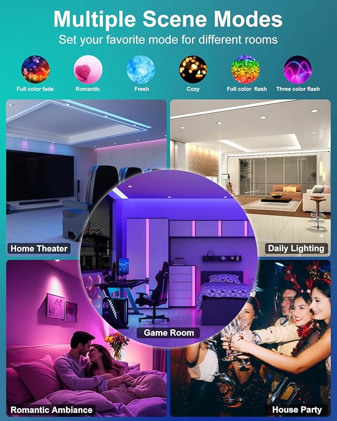 LED Recessed Lighting 5/6 inch, Smart Bluetooth Can Lights, 13W 1050LM, RGB Color Changing Selectable, Retrofit Led Recessed Light Fixtures Compatible with Alexa for Bedroom Living Room Kitchen, 2Pack