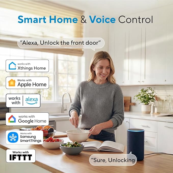 ULTRALOQ Bolt Fingerprint Wi-Fi Smart Locks for Front Door, Works with Apple Home, Alexa, Google, Smart Lock with Handle, App Finger Code Voice Unlock, Remote Control, Auto-Lock, BHMA Certified