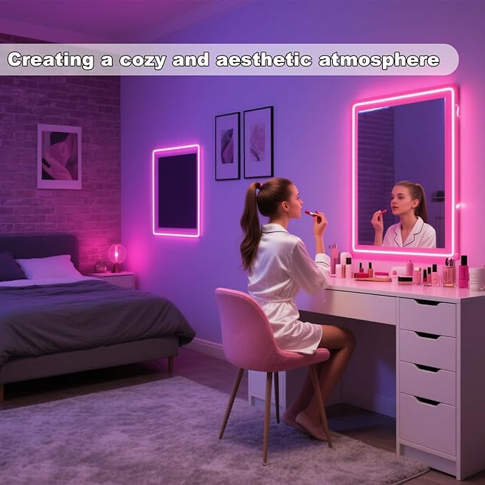 Pink LED Strip Lights USB 5V 4.9ft Small Dimmable COB Light Strip with USB Dimmer Switch for Bedroom/Gaming Setup/DIY Crafts/TV Backlighting/Indoor Ambiance Decor