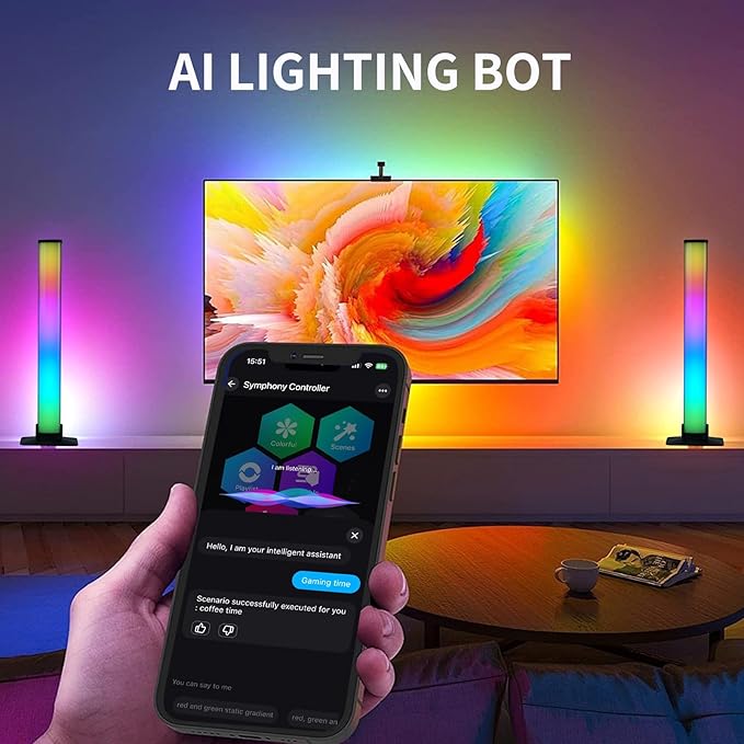 LED Light Bar, 12 Inch Smart RGB Gaming Strip, 16 Million Colors with Music Sync, USB Powered Wall Lighting for Room, TV, PC Decoration