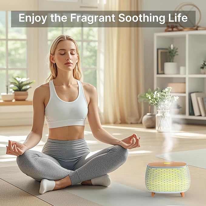 Essential Oil Diffuser, 400ml Aromatherapy Diffuser, Ultrasonic Diffusers for Essential Oils, Cool Mist Humidifier with 7 LED Color Changing Light and Auto-Off Safety, for Office Home