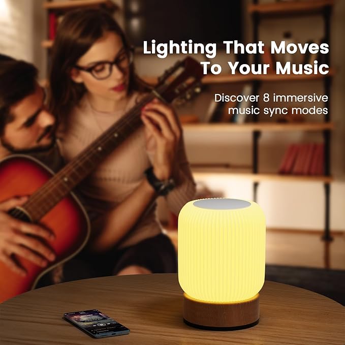 Night Light, Bedside Table Lamp with Touch & Remote Control, 13 RGB Colors 6-Level Dimmable, Rechargeable Cordless for Bedroom, Nursery, Gaming Room, Party