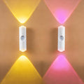 Motion Sensor Wall Light (2 Pack) 7 Colors 9 Model 3 Sensing Modes USB Charging Wireless Wall Sconces Brightness Adjustable Wall Lamps Night Light for Home Decor Best Gift (White)