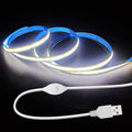 5V LED Strip Lights, White USB LED Light Strip, 3.28FT Dimmable Cob LED Strip Light, High Brightness Short LED Strip for Display Cabinet, Living Room, TV Lights