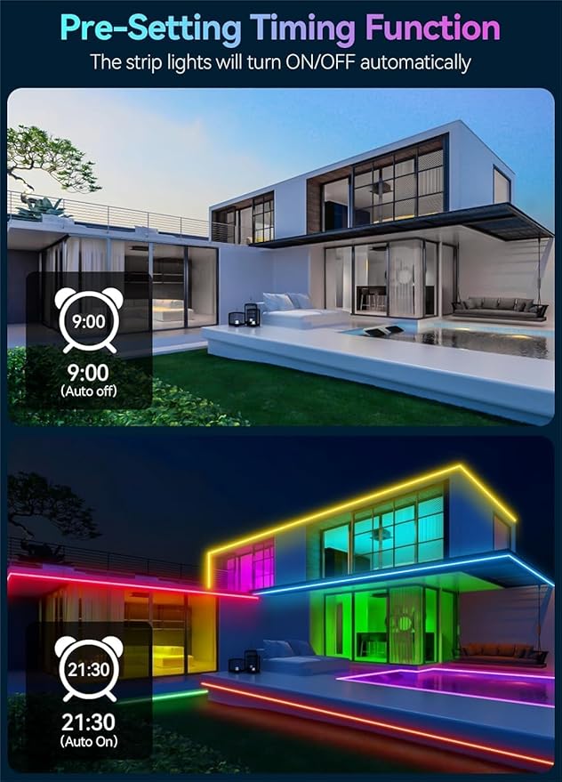 IP67 53FT Continuous RGB+IC DIY Design Outdoor Led Strip Lights Waterproof with Wi-Fi+Bluetooth App Compatible with Alexa,Google Assistant,Themable for Football Clubs Color Changing LED Rope Lights