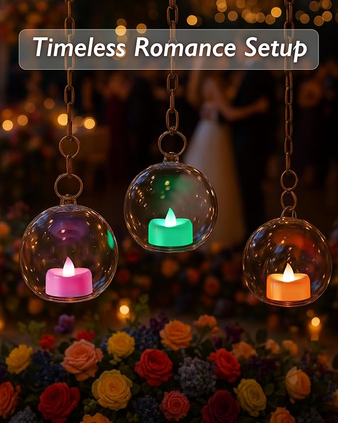 Raycare 24 Pack 7-Color Changing LED Tea Lights, Battery Operated Flameless Votive Candles for Party, Halloween Pumpkin, and Christmas Decorations (200+ Hours)