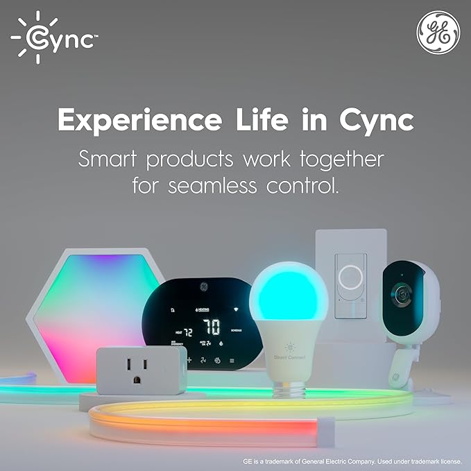 Cync GE Dynamic Effects Smart LED Light Strip Extension, Room Décor Aesthetic Color Changing Lights, LED Lights for Bedroom and TV, Works with Amazon Alexa and Google, 8 Ft Extension ONLY