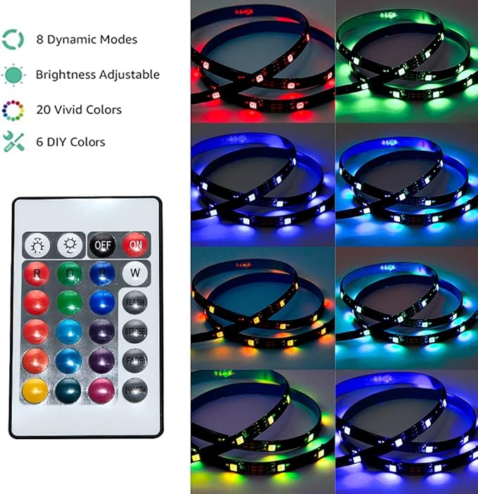KUMQUAT RGB LED Strip Lights TV Backlight 5V USB Multicolor LED Light Strips 6.56ft/2M Color Changing Strip Kit with Remote for TV PC Mirrow Party Decoration Mood Lighting