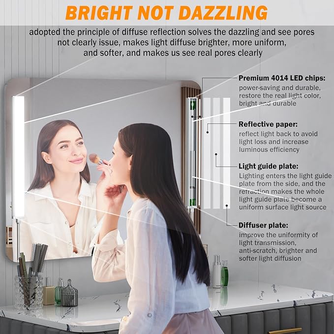 MY BEAUTY LIGHT LED Vanity Lights for Mirror, Bright Dimmable and Color Temperature Changeable LED Makeup Light, Durable Stick-on 5V USB Powered Mirror Lights