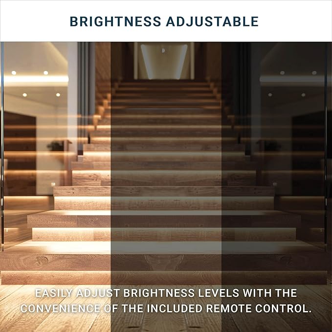 PARMIDA Intelligent Motion Sensor LED Indoor Stair Lighting Kit, RGB & 5CCT Color Selectable, 24" Aluminum Light Bars, Staircase Cascading Style, Remote Control, Dimmable, UL Driver, 150W - 16 Steps