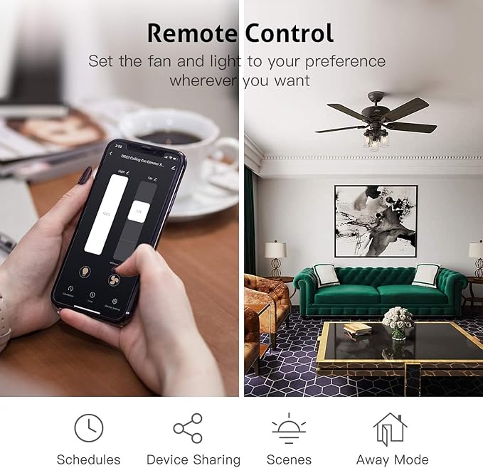 Smart WiFi Ceiling Fan Remote Control Kit with Light Dimming, Universal Compatible with All 1 Wire Controlling 3 Speeds Fans dimmable LED CFL Lights, Smart Life Tuya App or Alexa Google Voice Control