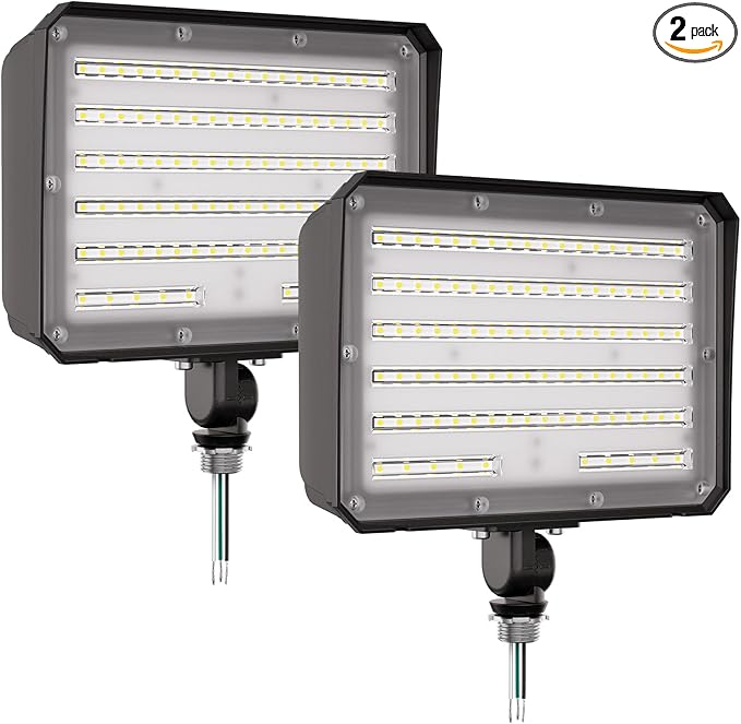 CINOTON 100W LED Flood Lights Outdoor, 14000LM IP65 Waterproof Outdoor Security Wall Light Fixture with 180°Knuckle for Warehouse Porch Barn Garage Building 5000K 100V-277V 2 Pack