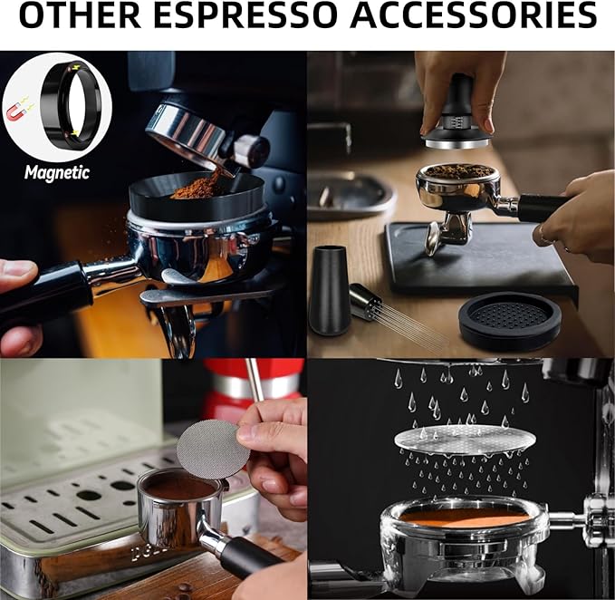 25 PCS Espresso Accessories - 53mm Coffee Tamper Set, with Tamper, WDT Tool,Stirrer, Frothing Pitcher, Latte Art Pen, Tamper Mat, Stencils for Machine, Dosing Funnel, Coffee Sifter Sprinkler Powder