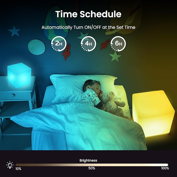LOFTEK 7-inch LED Cube Lights, Rechargeable RGB 16 Colors Tesseract Cube, Cordless with Remote Control, IP65 Waterproof Pool Lights, Dimming Nursery Night Lights, Bedside Mood Lamp for Kids, Gift