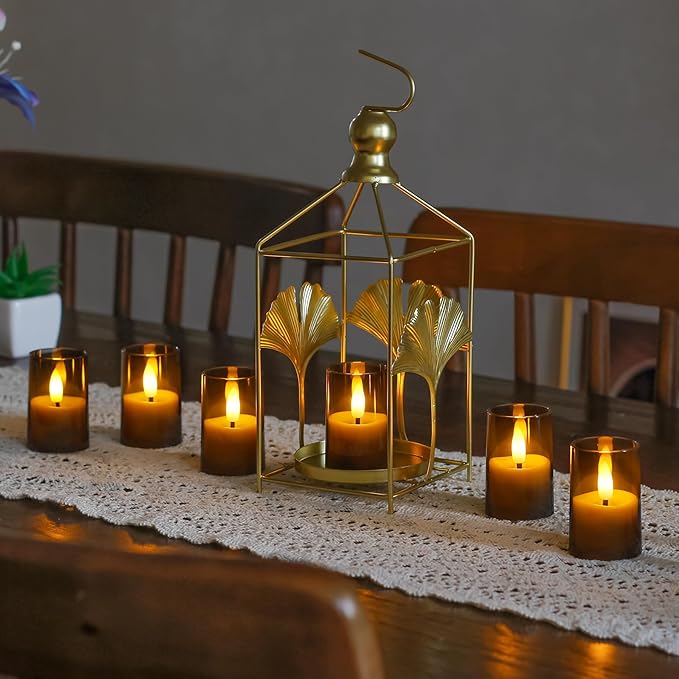 Rechargeable Acrylic Flameless Votive Candles with Timer & Remote Control, 1.7" x2.5" Flickering LED Warm Glow Tealight for Home, Wedding, Holiday Decor (Set of 9, Grey)