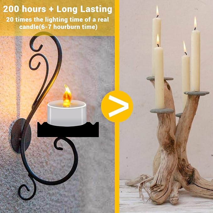 Tea Lights Battery Operated Candles LED Tea Lights Flameless Candles 200+ Hours Flickering Fake Tealights for Sweetest Day Wedding Home Decorations Party (Warm Yellow, 400 Pack)