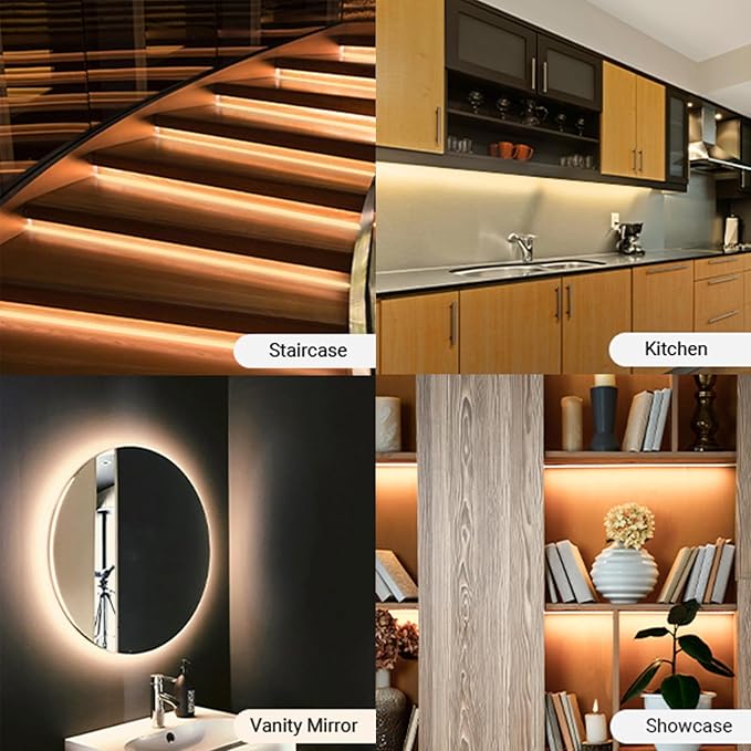 Battery Operated Motion Sensor Strip Lights, Cuttable, Waterproof, 3.3FT Motion Activated Led Light Strip Warm White for Cabinet Closet Kitchen Bathroom Stair Pantry Shelves Bed Indoor