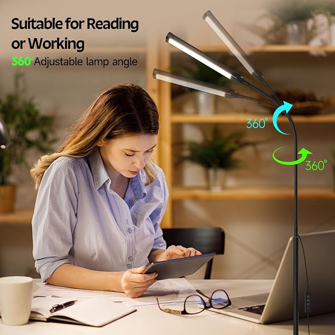 LED Floor Lamp, Reading Lamps Adjustable Stepless Colors & Brightness Standing Lamp, Nail Tech Lamp, Lash Light for Eyelash