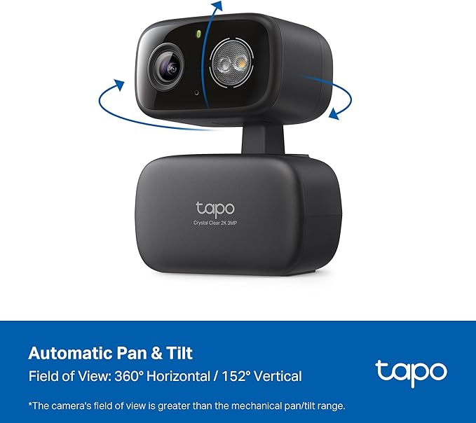 Tapo 2K Indoor/Outdoor Pan/Tilt Wired Security Camera - Baby Monitoring, Person & Baby Cry Detection, 360° Motion Tracking, Color Night Vision, Subscription-Free Local Storage or Optional Cloud, C217