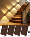 4 Pack Rechargeable Motion Sensor Wall Sconce – 5000mAh Wireless Battery Operated Wall Light Indoor, 3 Colors Up/Down Lighting Magnetic Night Light with Remote Control for Bedroom, Hallway (Walnut)
