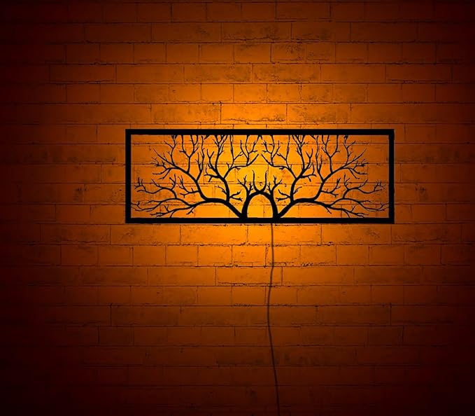 Led Tree Branch Lights For Wall, Tree Lighted-Up Wall Art With Rgb Color Changing Led, Metal Wall Decor, Rgb Lights, Home Decor, Birthday Gift, 6 inches