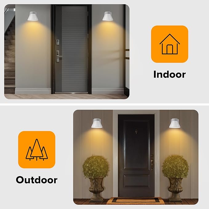 UME 2 Pack LED Outdoor Wall Light Fixtures, Dusk to Dawn Outdoor Wall Lantern, Exterior Waterproof Wall Sconce Light Fixtures, White Front Porch Lights Wall Mount Lighting