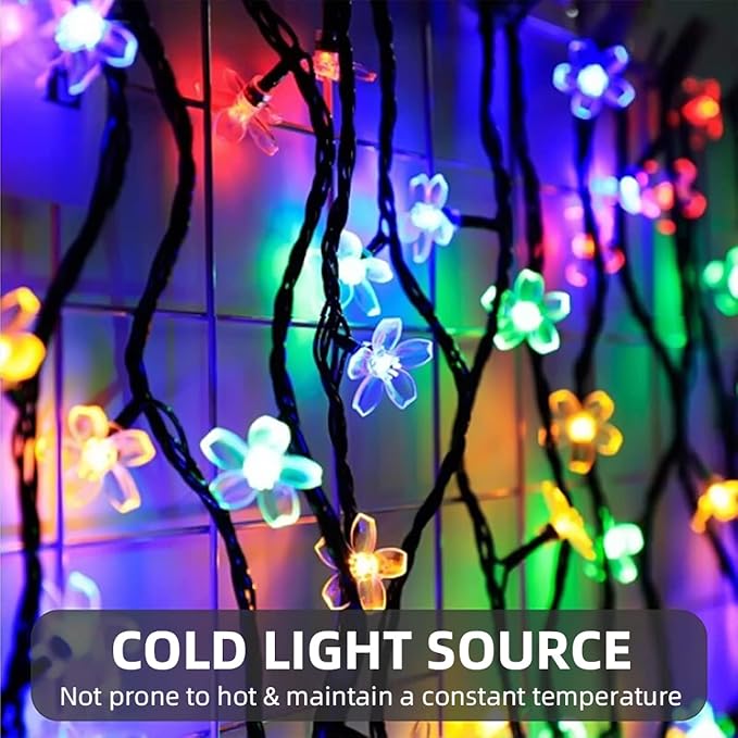 ITICdecor Solar Flower String Lights Outdoor Waterproof 50 LED Solar Powered Fairy Lights for Garden, Fence, Patio, Yard, Christmas Tree & Party Decor (Multi-Color)