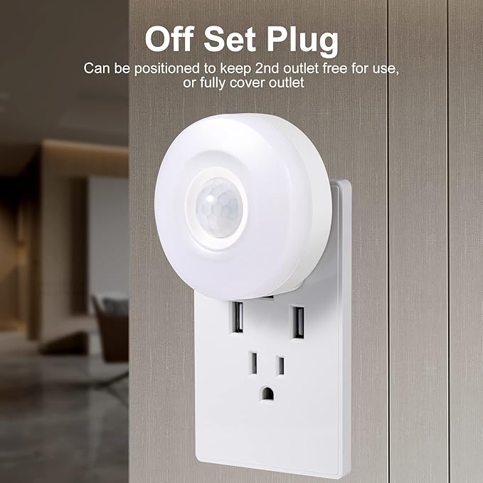 Night Lights Plug Into Wall, 200LM Bright Plug in Night Light, Motion Sensor Nightlights Plugin Wall Decorative for Home (Cool White 2Pack)