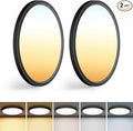 zemty 2Pack 13 inch Black LED Flush Mount Ceiling Lights, Dimmable 5 Color Temp (3000K-6500K), 24W 2400LM Bright Round Light Fixture for Kitchen Bathroom Bedroom Office