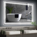 40“ x 32” Bathroom Mirror with Lights LED Mirror for Bathroom Anti-Fog Dimmable 3 Colors Memory Function Vanity Smart Mirror Home Decor Wall Mounted Horizontal/Vertical