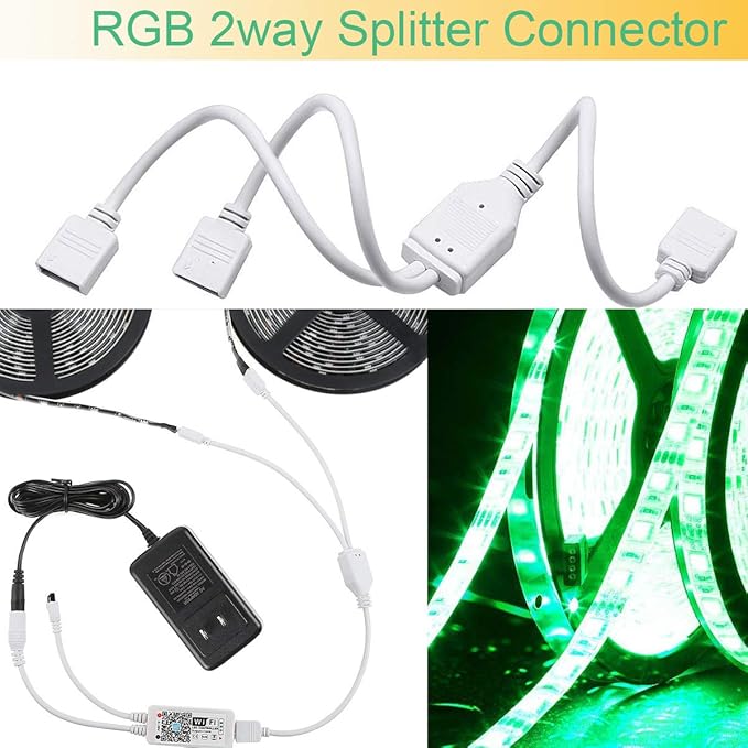 4 Pin LED Strip Connector Kit for 5050 RGB(NOT RGBIC) 10mm LED Light Strip,Include 8 Types of Solderless Accessories,Provide Most of Parts for DIY Lighting Project