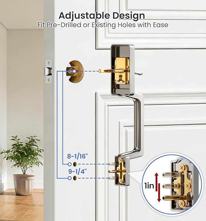Veise VE017-D Smart Fingerprint Front Door Lock Set, App Control, 8-in-1 Keyless Entry Deadbolt with Lever Handle, Touchscreen Keypad, IP55 Weatherproof, Auto Lock, Easy Install, Satin Nickel