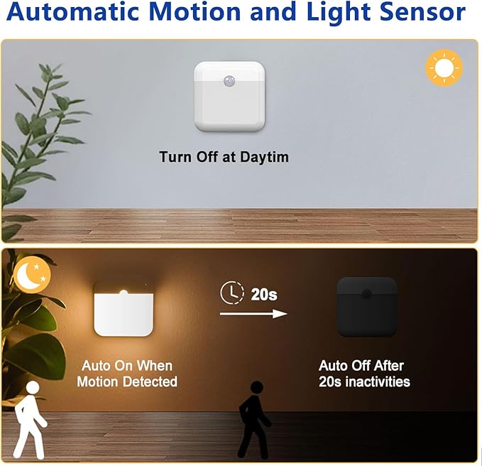 4 Pcs Magetic Night Light Motion Sensor Cruise Ship Approved with USB Cable LED Rechargeable Battery for Indoor Use in Bathroom Hallway Cabin Toilet Bed Stair Automatic Motion for Travel