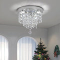 Deckrico Crystal Chandelier Flush Mount Ceiling Light Chrome Modern LED Lighting Fixture for Bedroom, Closet, Bathroom, Hallway – White Light