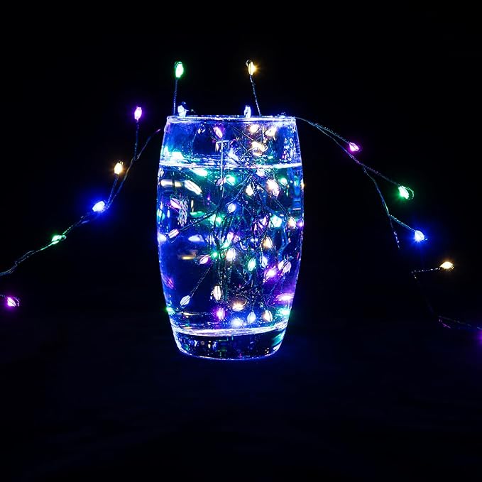Firecracker Fairy Lights,10FT 100Leds Waterproof Twinkle Lights Plug in,8 Modes Remote String Light for Indoor Outdoor Christmas Wedding Birthday Patio Garden Decor,Green Wire,Multicolor