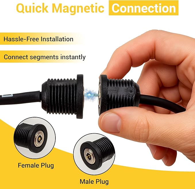 Magnetic String Lights - 60ft LED Fairy Lights with Quick Connect - Indoor Plug in - Warm & Bright White - Dorm Room Decorations