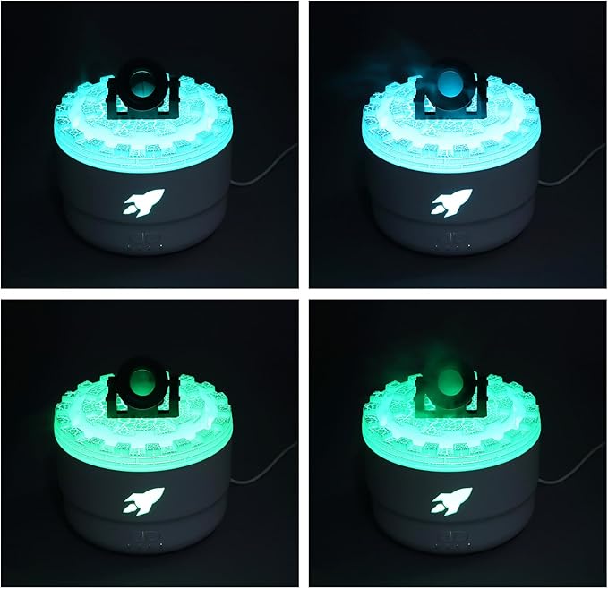 Essential Oil Diffuser Humidifier 200ml Quiet Volcano Cool Mist Humidifier Aromatherapy Diffuser with 7 Colors Light for Bedroom Office (White)