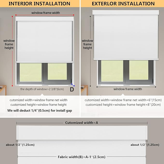 ACMEART Motorized Blackout Blinds Shades for Windows,Rechargeable Motorized Roller Shades with Remote,Smart Blinds Work with Solar Panels for Home and Office,Custom Size (Jacquard Beige)
