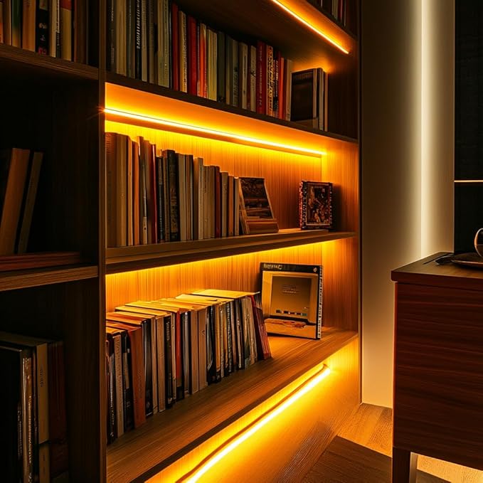 LED Strip Lights 24V COB LED Yellow Super Bright Gold LED16.4ft Dotless High Density 14W/m, 8mm Width Cuttable Flexible for Home DIY led Yellow Commercial decoration projects (No Power Supply)