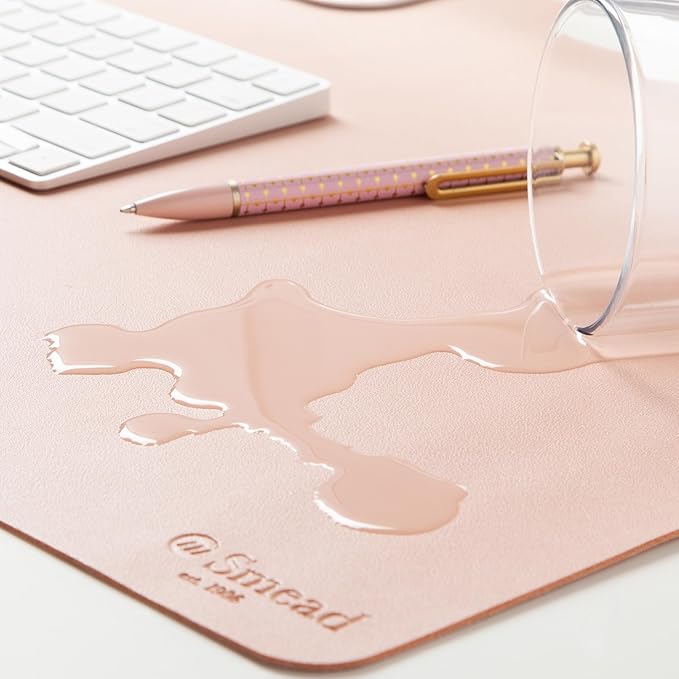 Smead Desk Pad, Vegan Leather Desk Mat with Non-Slip Faux Suede Backing, Perfect Desk Organizer for Office Decor, 23.6” x 13.7” Small, Dusty Rose (64839)