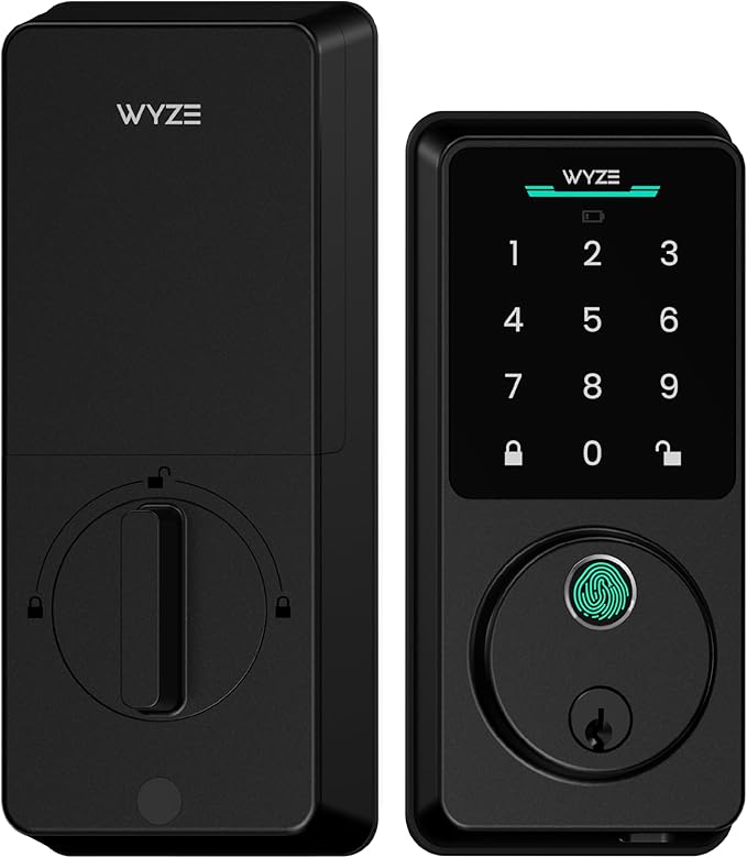 Wyze Auto-Lock Bolt v2, Fingerprint Keyless Entry Smart Lock, AI Learning Scanner with Wi-Fi Front Door Lock Deadbolt, Auto-Lock, 8 Months Battery, BHMA2, IP53, Anti-Peep Keypad, Backup Keys