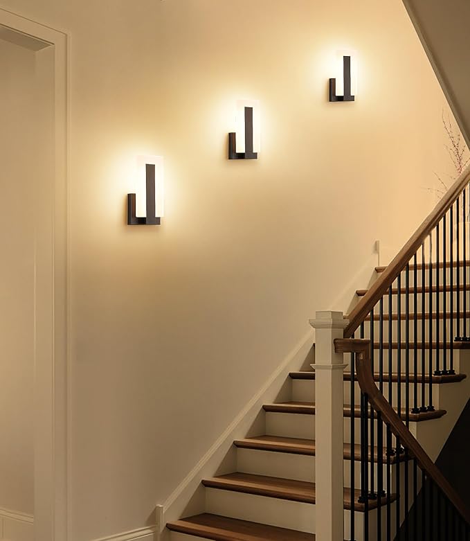 Joosenhouse Modern LED Wall Sconces Up and Down Wall Mount Light Black 3000K Warm White Wall Lights Set of 2, Indoor Wall Lighting for Hallways, Bedrooms, Hallways, Living Room Indoor Wall Lights