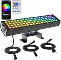 Smart Color Changing Flood Lights Outdoor 360W LED Wall Washer – WiFi App, Voice & Remote Controlled, 2700K-6500K Tunable White, 16M Colors, Linkable Landscape Security Lights (Black)