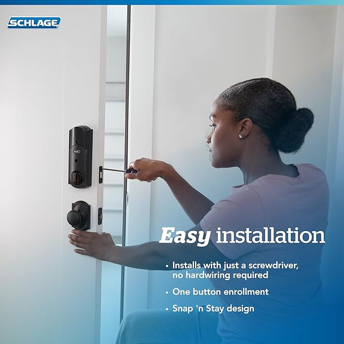 SCHLAGE BE469ZP CAM 716 SCHLAGE Connect Smart Deadbolt With Alarm Inbuilt Camelot Trim In Aged Bronze.