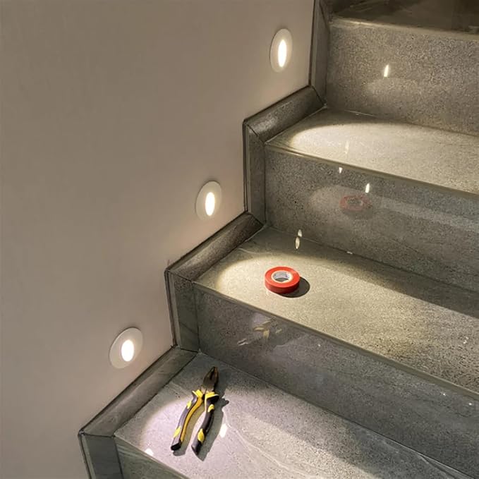 Wall Sconce Lamps Embedded with Mounting Box Round Nightlight for Stair Step Corridor Balcony Luminaire AC85-265V/DC12V(Warm(2700-3500K),3W AC85-265V)