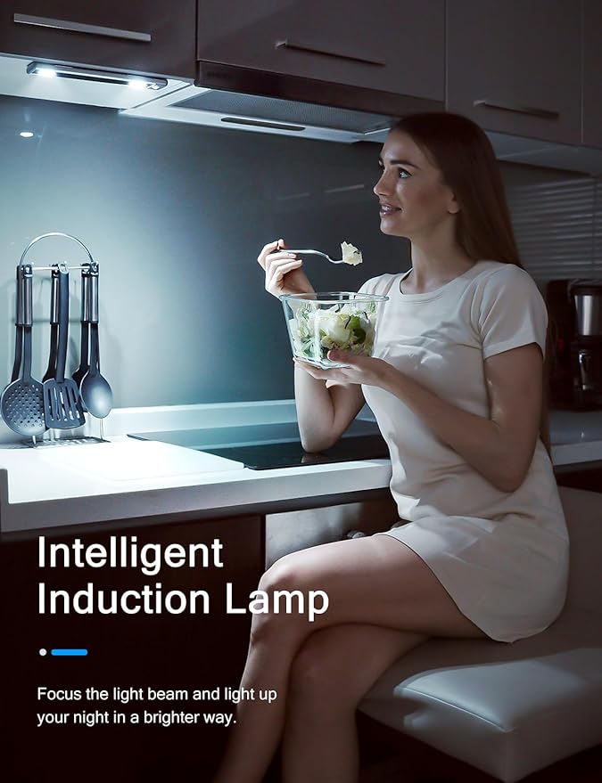 Under Cabinet Lights, Wireless Motion Sensor Light Indoor,10in LED White Lighting Rechargeable Battery Operated,4 Modes Night Light, Stick-On Magnetic Closet Lights for Kitchen, Hallway(2 Pack)